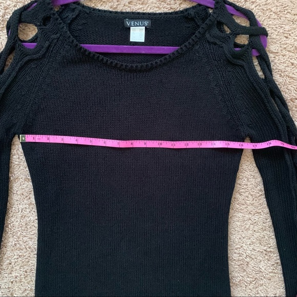 Venus Black Braided Sleeve Sweater - Picture 12 of 13